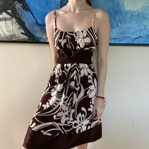 Forever Unique - Brown Dress with Silk Tie